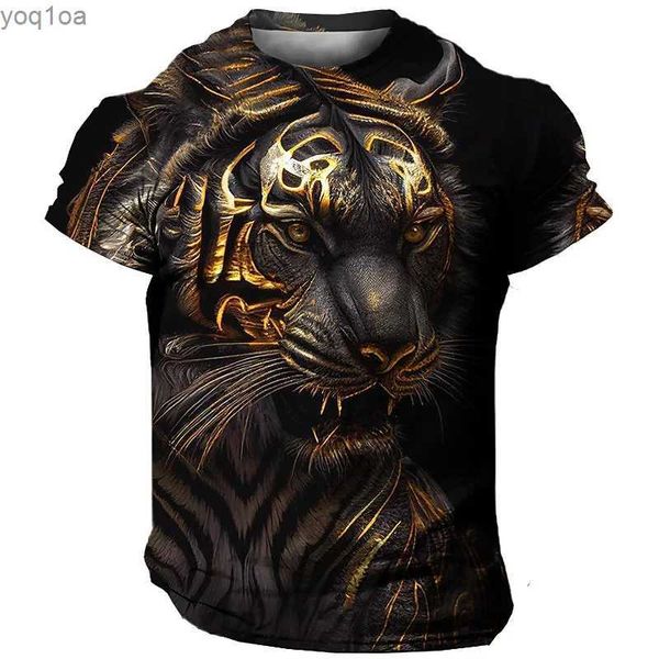 Herren-T-Shirts Übergroße Herren T-Shirt 3D Tiger Print Tees Tops Summer Casual Herren Tiermuster T-Shirt Streetwear Schnell trocken Mode Wäschel2404