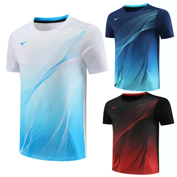 Jerseys Um conjunto de esportes ao ar livre masculino e feminino Mesa de tênis de tênis de tênis de secagem de secagem respirável e suor absorvente