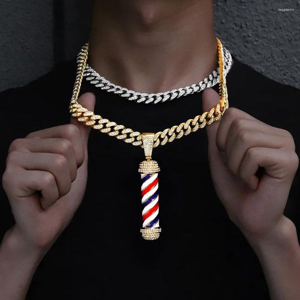 Anhänger Halsketten Mode Barber Shop Stange 3D -Kette Halskette Hip Hop Friseur Gothic Jewelry