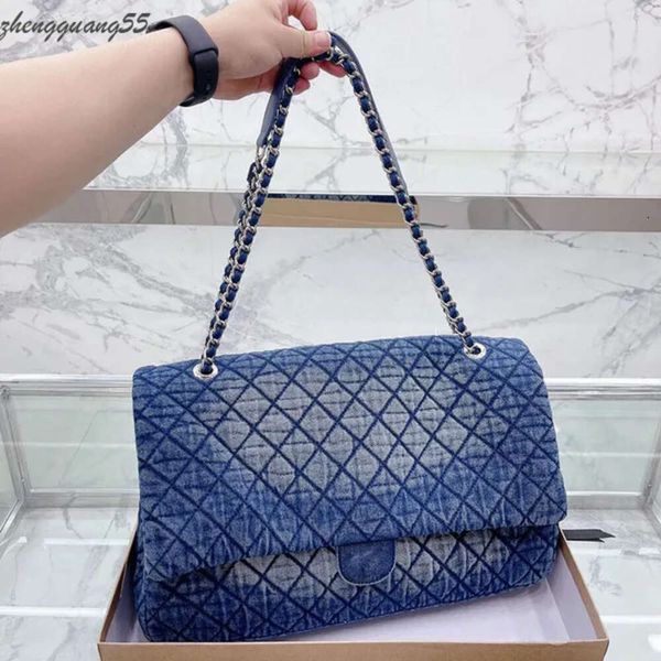 Chan Brand Flap CC Denim Classic Blue Designer Frauen Handtasche Crossbody Totes Shopping Schulter Vintage Stickerei Drucken Sier Hardware -Tasche 3 Größen 3753