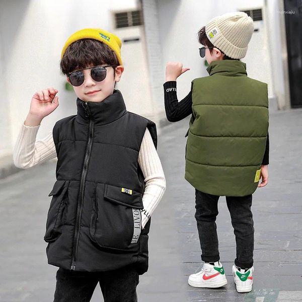 Down Coat Boys Winter 2024 Yansıtıcı yelek çocuk yastıklı yelek pamuk ceket üst giysiler