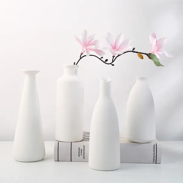 Vasen weiße Keramik Vase Nordic Minimalist Flower Home Office Desktop Arrangement Ornamente Wohnzimmer Dekoration