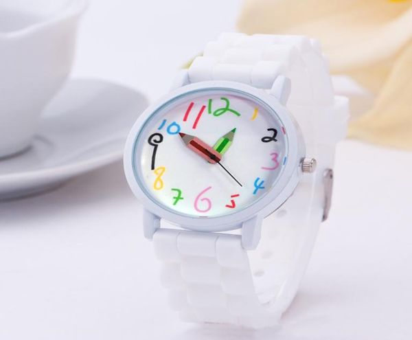 2016 Rosed Simple Fashion Big Dial Silicone Watch Melly Pencil Women смотрит на повседневные роскошные платья дети Женева детские мальчики.