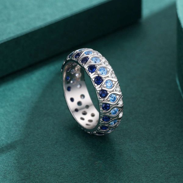 Ringer Rings Sapphire Inlay InterSperse S Pure Silver Intarsia Colorato per la luce Fashi