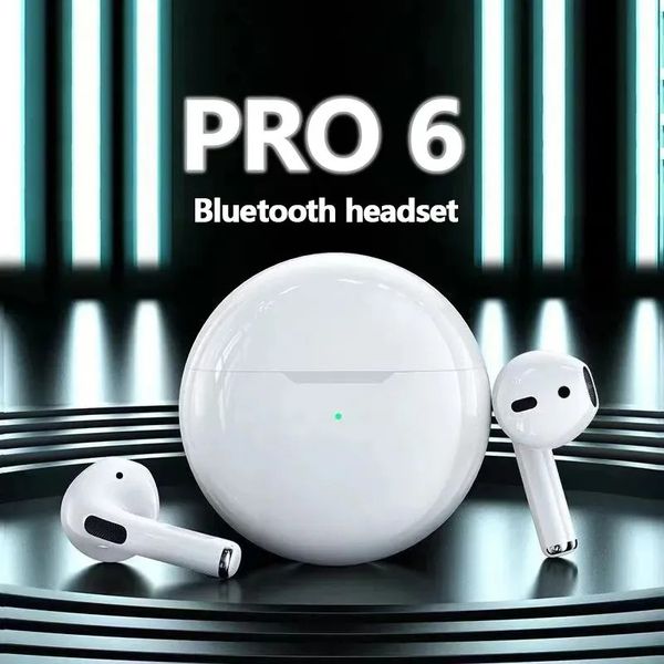 PRO 6 TWS Kablosuz Bluetooth Kulaklık Kulaklıklar Mini Fon Fone Kulaklık Stereo Spor Kulaklığı Xiaomi Android Kulaklıklar Perakende Ambalajlı