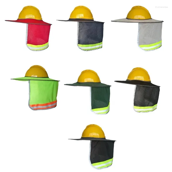 Boinas chapéus hardshade com faixa reflexiva de malha protetora de malha protetora de abas largas para segurança hardhats acessório hardhats