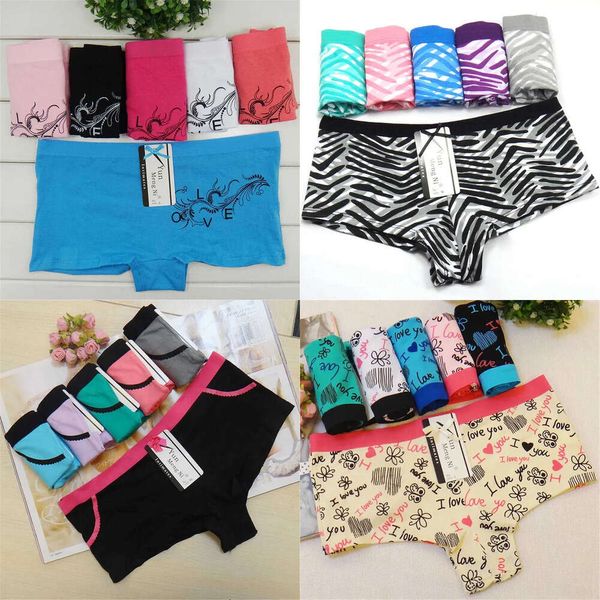 Senhoras mulheres casuais confortáveis boxer sem costura shorts Culotte Femme Safety calcinha Sexy Lingerie Roupa Boyshort (6 PCs) 210730