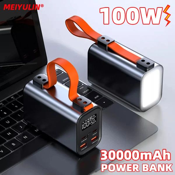 Chargers 30000mAh Power Bank 100W Carregamento rápido Faixa de bateria de reposição externa para carregador portátil de laptop para iPhone 14 Xiaomi Samsung