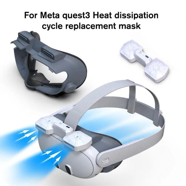 Meta Quest 3 Hava Sirkülasyon Yüzü Kapak VR Kulaklık Değiştirme Yüz Arayüz Maskesi Soğutma Fanı ile Görev 3 Aksesuarları