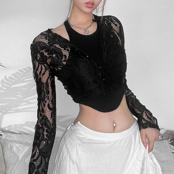 Женские футболки T Black Lace Сексуальные таинственные красивые уверенность