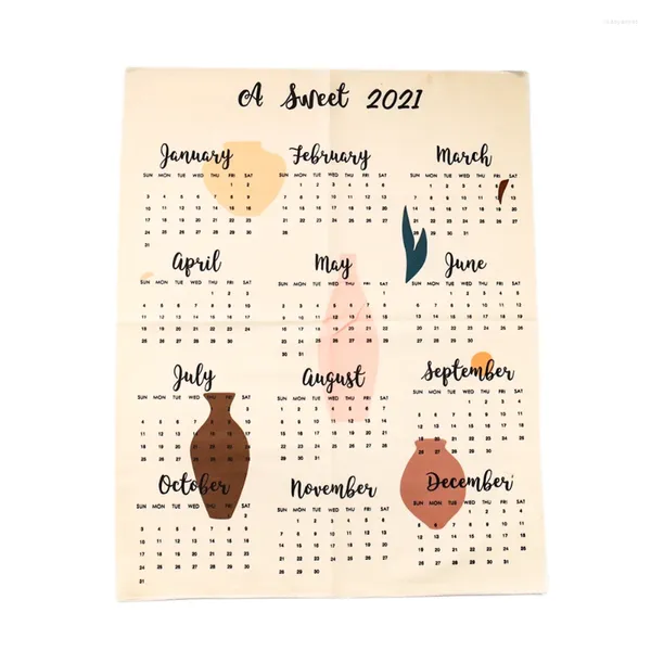 Figurine decorative 2024 Tessuto calendario Stampa Stampato decorazione appesa a sfondo Accessori per decorazioni di stoffa per il soggiorno estetico