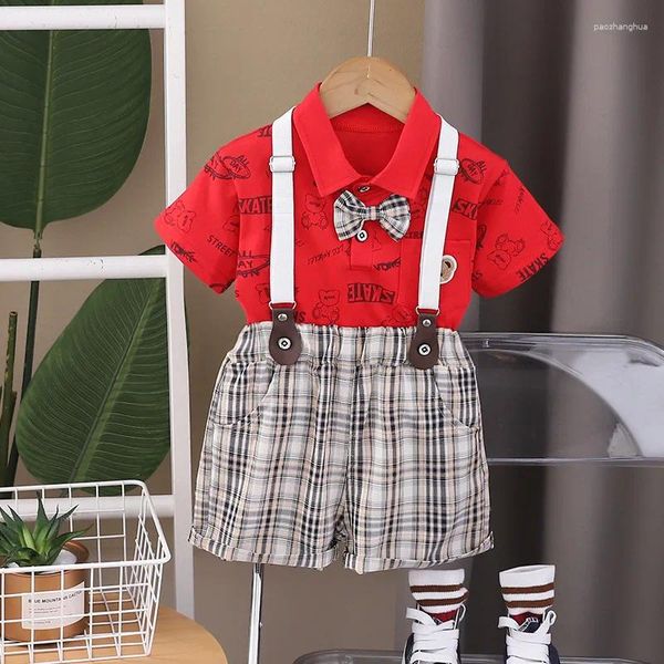 Kleidung Sets Kleinkindjungen Sommeroutfits für Kinder Jungen Cartoon Turndown Kragen Kurzarm Shirts Tops und Shorts Kinder Boutique