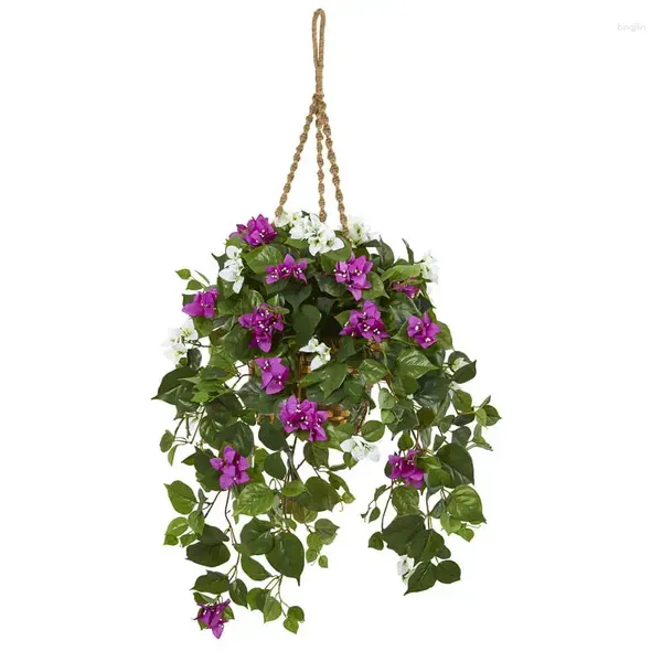 Flores decorativas misturadas Bougainvillea Artificial Plant Hanging Basket