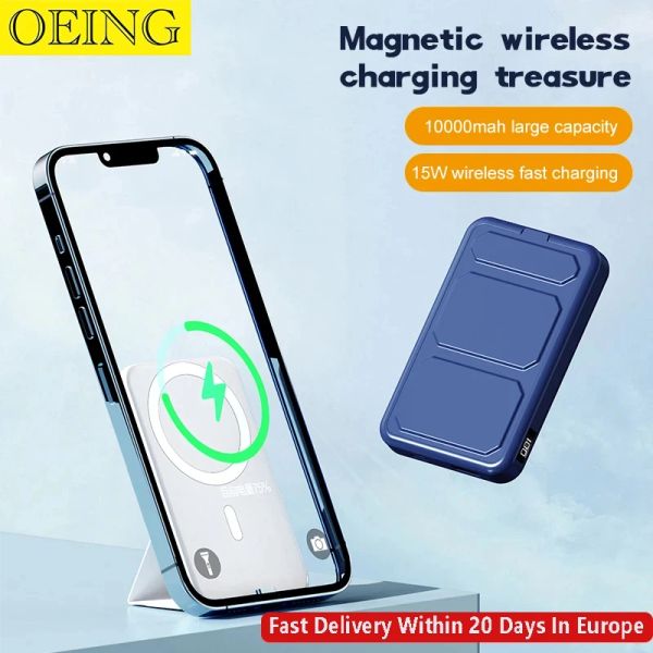 Case con stand MacSafe PowerBank 10000MAH Wireless Portable Power Bank per iPhone 14 13 Pro Extern Battery Pack Charger