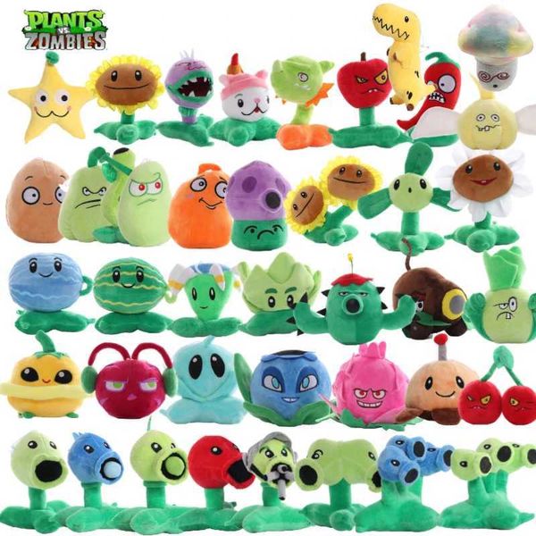 Plüschpuppen Neue Pflanzen gegen Zombies 15-20 cm Plüsch PP Baumwollspielzeug Kawaii Anime Doll Kirsch Bomben-Nuss-Kissen Sonnenblumen Kinderzimmer Dekor Geschenk T240422