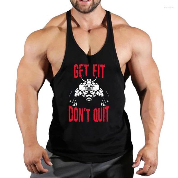 Tanques masculinos tampo muscular caras que executam colete de colete Bodybuilding stringer gym roupas de ginástica de fitness algodão de algodão respirável camisa casual