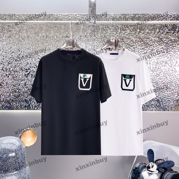 Xinxinbuy Männer Designer T-Shirt T-Shirt 2024 Italien Leder Patch Stickerei 1854 Baumwolle Kurzarm Baumwolle Frauen weiß schwarz S-2xl