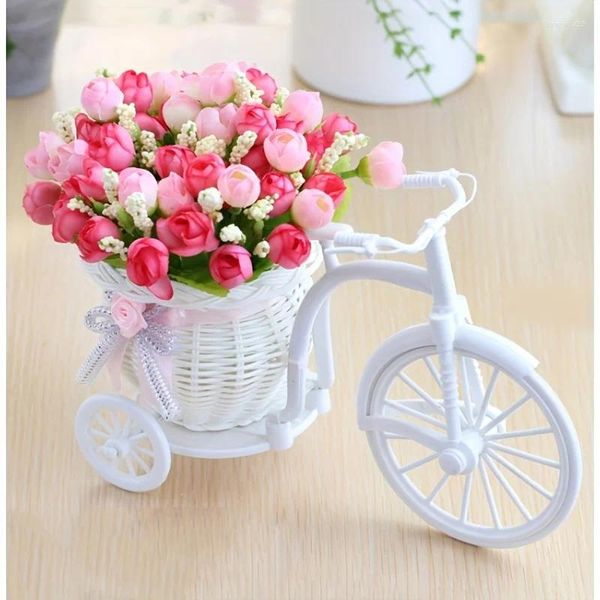 Vasos vaso de bicicleta de vasos com flores de seda mini rosa flor de bouquet margaridas artificiais para decoração de casamento em casa