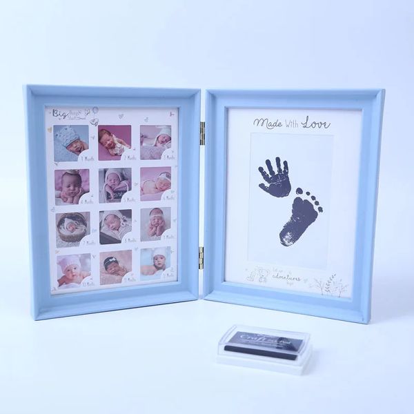 Rahmen Baby Handfußabdruck Hände Füße Baby Fotorahmen DIY Handabdruck mit Deckfingerabdruck Tinte Set Neugeborene Baby Wachstum Memorial Geschenk