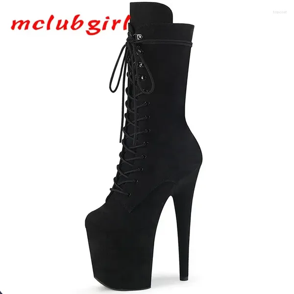 Stiefel McLubgirl 20 cm Wildleder sexy Hasstag High 17cm Runde Zehen Pole Dance Heels Nachtclub Model Catwalk Platform 197 183 LYP