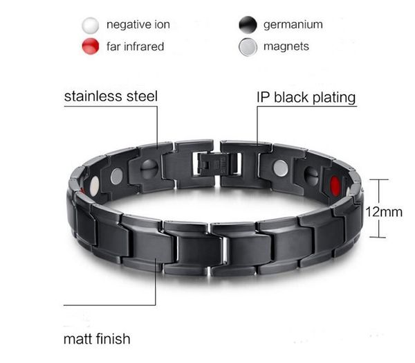 Bracciale per il braccialetto energetico della moda uomo Bracciale magnetico in acciaio inossidabile in acciaio inossidabile per uomo gratuito di DHL