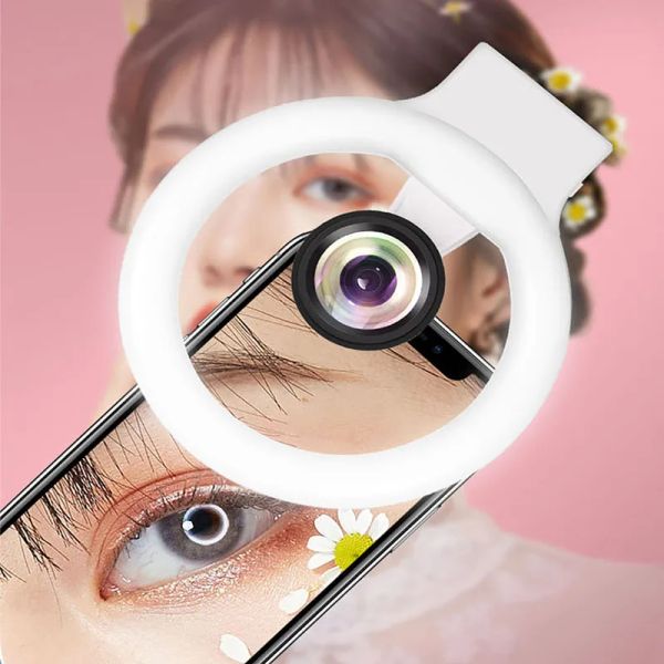 Filtreler Yükseltilmiş Makro Lens Mobil 15x Dolgulu Halka Işık Selfie Işık Kamera Lens LED Universal Flash Akıllı Telefon Taşınabilir Işık