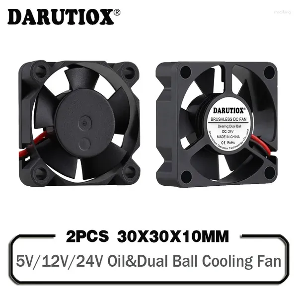 Bilgisayar Soğutma 2 PCS DARUTIOX Çift Top Rulman DC 24V 12V 5V 3CM 30mm 30x30x10mm 3010 Fırçasız Mini Soğutucu Soğutma Fanı