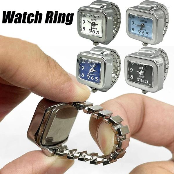 Clusterringe 2024 Vintage Punk Quarz Uhr für Paare Frauen Männer Hip Hop coole elastische dehnbare Finger Mode Schmuck Geschenk