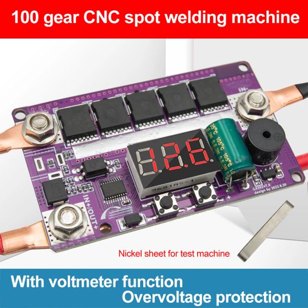 PuntLassers Spot Welder Kit Diy 100 engrenagens de energia Pontos ajustáveis Placa de controle de soldagem para soldagem 18650 Bateria 0,10,15 mm Folha de níquel