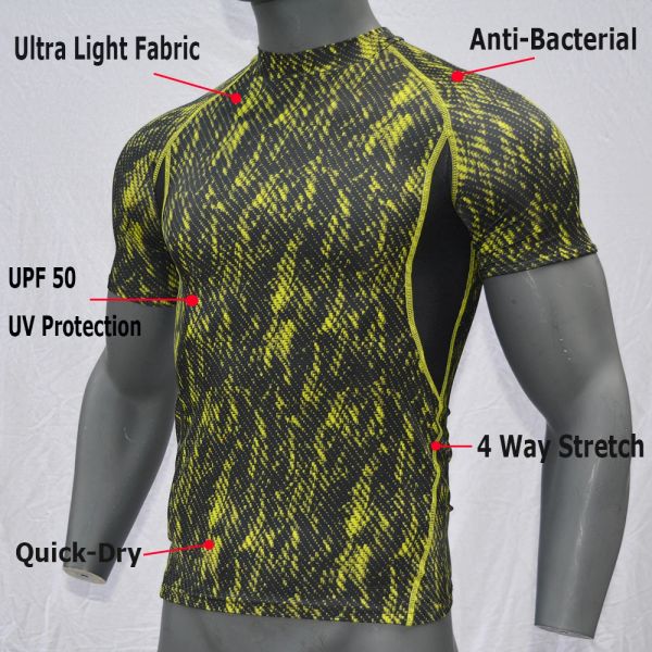 T-Shirt Surf Surf Sunda surf Shortleeves Dryfit Surfing Rashguard for Men Top Upf 50 Beachwear Spect Sun Sun Protection Drop Ship