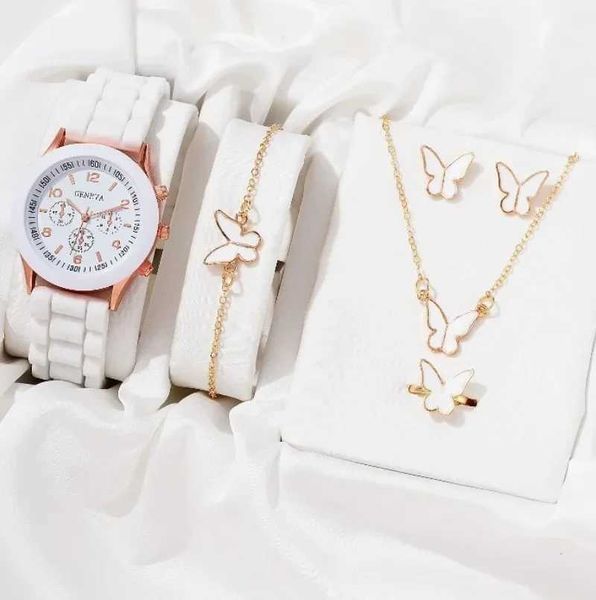 Orologi da polso 5/2 pezzi Set orologio di lusso Women Angh Necklace Orecchini Rhinestone Orologio da polso femminile Ladies Casual Ladies Orologio Bracciale Orologio (NO Box) 240423
