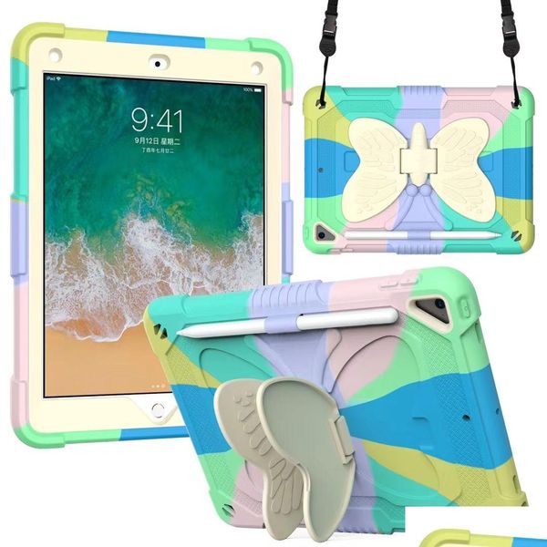 ПЛАНДА ПК КОБАРЫ СУЧКА Colorf Butterfly Crackte Case Case Protective Три доказательства включительно включительно для iPad Mini 6 Pro 11 Pro9.7 Air2 3 4 Tab Dhma6