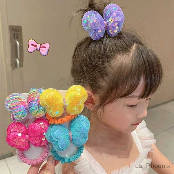 Hair Accessoires Kinder Mädchen große Pailletten Bogen elastische Haarbänder Scunchies Mode Hair Bindungen Gummibänder Haare Clip Girls Geschenk Haarzubehör