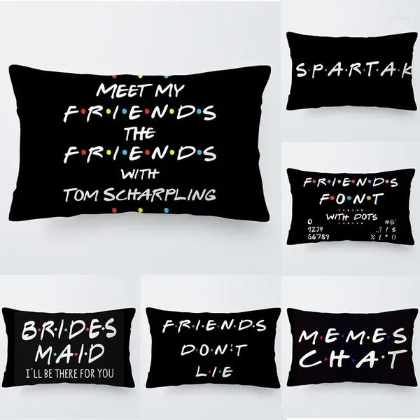 Yastık 30x50cm Klasik Friends TV şovu komik alıntı baskılı siyah kasa fundas de almohada polyester kare ev dekoratif