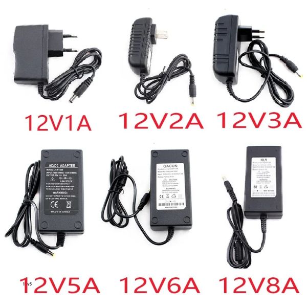 Topi ACDC 12V Sing Power Supply Fonte 1A 2A 3A 5A 6A 8A Transformetor da 220 V a 12 Volt Universal Adapter Charger SMPS per CCTV