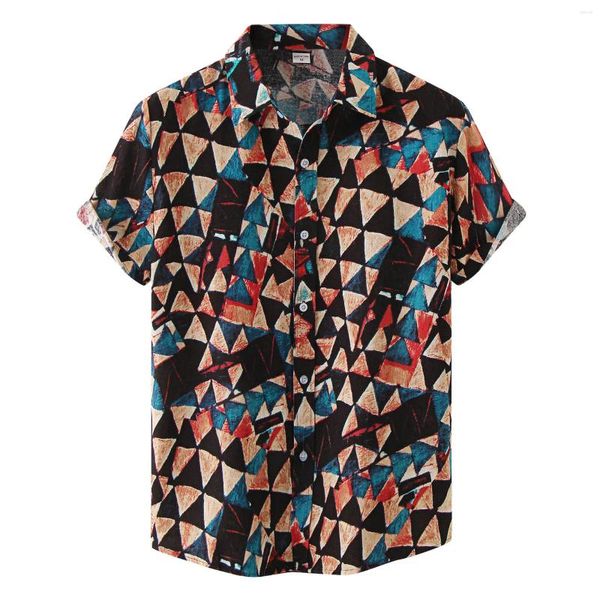 Camicie casual da uomo camicia a triangolo camicia da spiaggia maschio blusa manica corta girare le camicette estive per uomini hawaiane top sottili