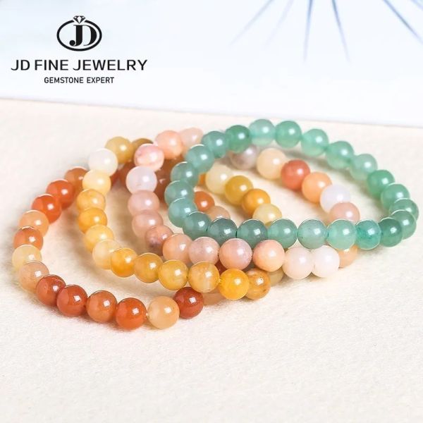 Strands JD Natural Jade Stone Giallo Giallo Red Rosso Green Aventurine Donne Braccialetti Yoga Mala Preghiera Rosario perle Healing Reiki Gioielli