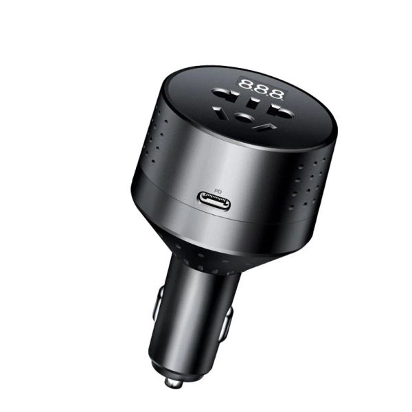 Chargers Car Charger Transferência de portas Multi portas USB Inversor de potência do carregador 12V/24V a 110V/220V 100W Visor USB C para iPhone