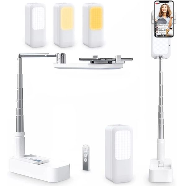 Supporto per selfie gimbal supporto cellulare portatile porta cellulare retrattile wireless bluetooth bluetooth trasmissioni video mobili video selfie a led fieno luce