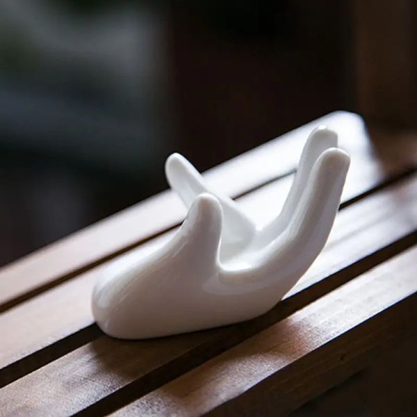 Instrumento 1pc branco 6/12 Hole Ocarina Collector Ceramic Hand Stand Base para amantes da música