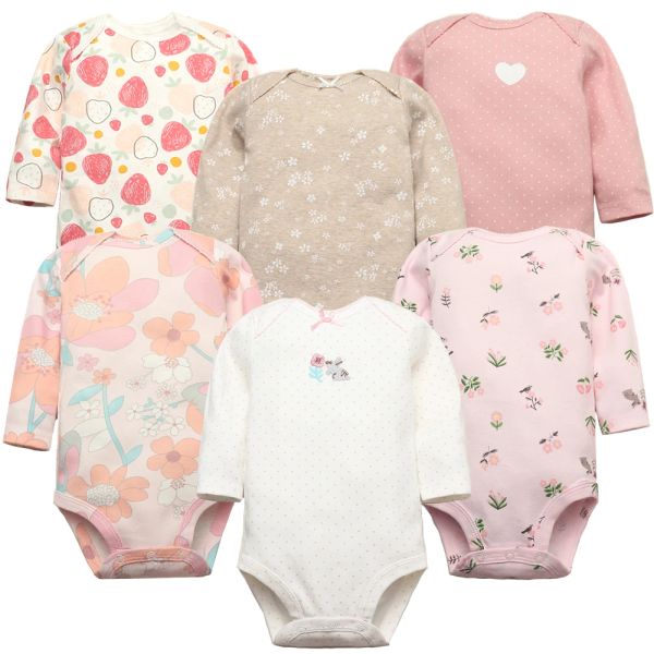 Tek parçalar 6 adet/çok bebek erkek kız kızlar bodysuit uzun kollu% 100 pamuklu bebek erkek kıyafetler yenidoğan vücut bebe tulum giyim çocuk kostüm