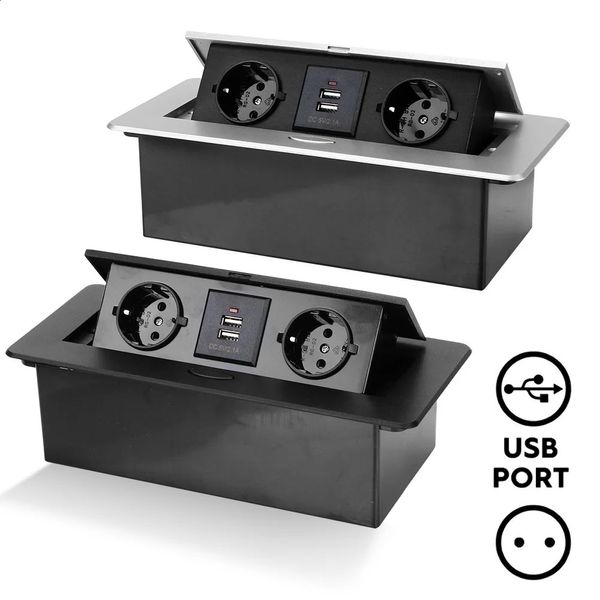 Desktop -Socket EU -Stecker 23 Hidden Tischplatte mit USB -Lade -Lade -Ladevorgang für Besprechungsraum Office Electrical Outlets 240415