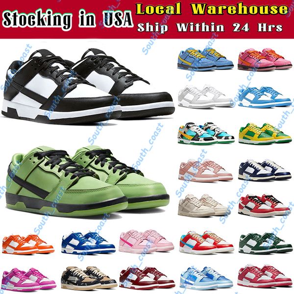 Scarpe da corsa designer uomini da donna con sneaker piatti bassi bianchi panda nero magazzino locale scarpa da magazzino noi stoccaggio verde rosa triplo negli Stati Uniti