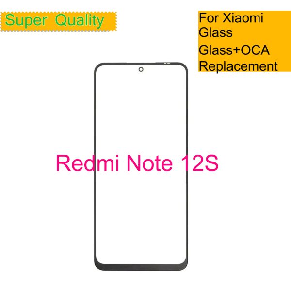 Painel 10pcs/lote para Xiaomi Redmi Nota 12s Touch Tela Painel Lente de vidro frontal frontal para Redmi Nota 12s LCD Vidro frontal com OCA