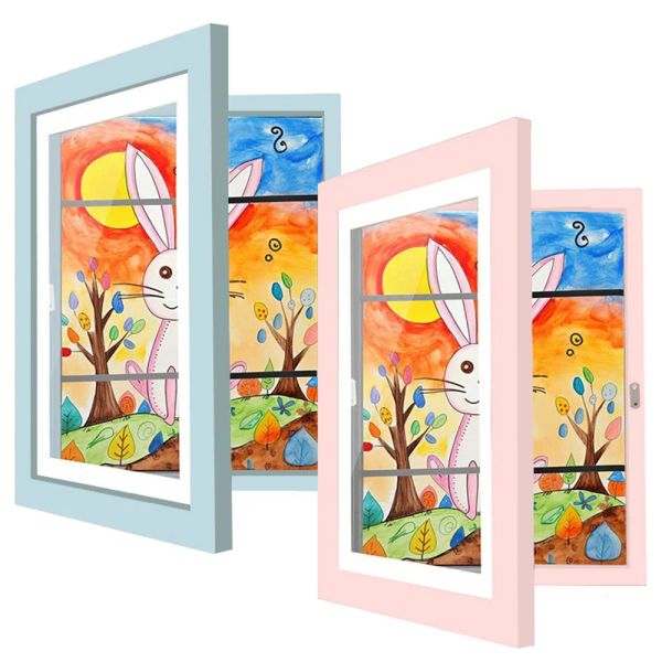 Quadro de moldura de madeira de madeira hanter hanter pintura Óleo Caixa de armazenamento infantil quadro infantil Arte de arte Flip Flip Photo Picture Frame