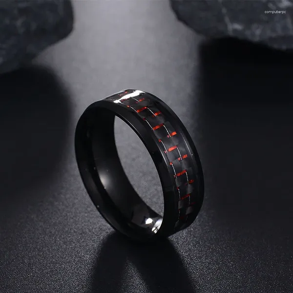 Anéis de casamento dominante homem anel vermelho fibra de carbono verde preto Dragon Inclado de conforto Fit Aço inoxidável para homens banda