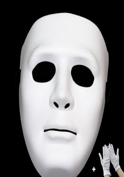 Halloween Christmas Festival Masquerade Jabbawockeez Dance Party Hiphop Decoration Ornaments Props White Ghost Mask Glove3650452