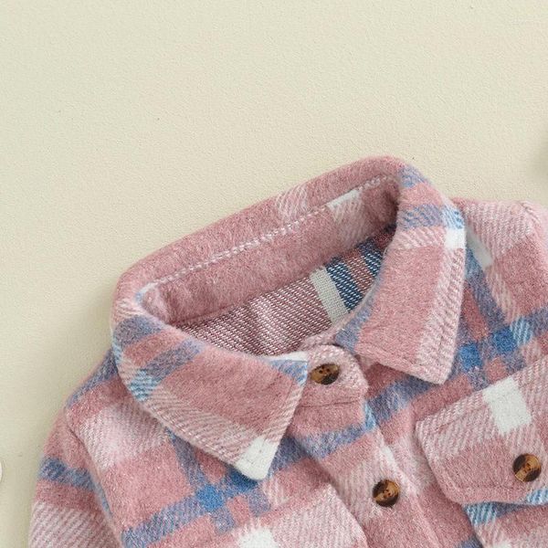 Jackets Little Kids Flannel Jaqueta xadrez de manga comprida