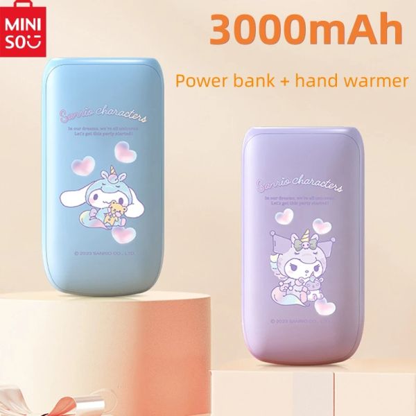 Bank Miniso 3000mAh Compact Power Bank Lightweight Winter Mands Aquecedores portátil Frete grátis adequado para Apple Samsung Xiaomi