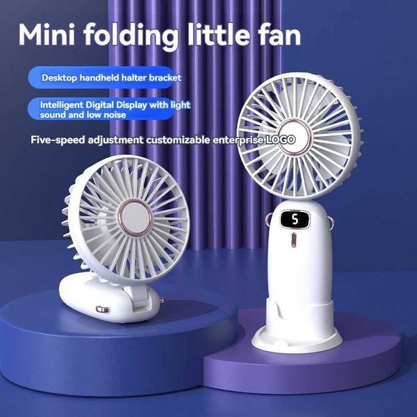 Другие приборы Новый USB -портативный вентилятор Mini Portable Folding Small Fan Digital Display Студент студент небольшой электронный вентилятор милый зарядка на открытом воздухе J240423